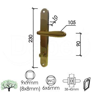 Kvaka šild za vrata SPOT-S Ms 8x8-6x6/90mm WC 6x6mm