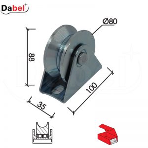 Točak za kliznu kapiju T1005 ZnB fi 80Ux88/100x35mm  2 ležaja Q