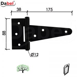 Šarka brodska za vrata SP5 Crna 185x88x38/fi12mm   DBP2