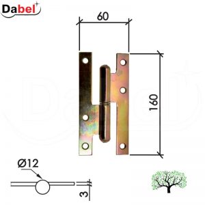 Šarka brodska za vrata SP9006 ZnŽ x160x60x3mm  Leva DSP