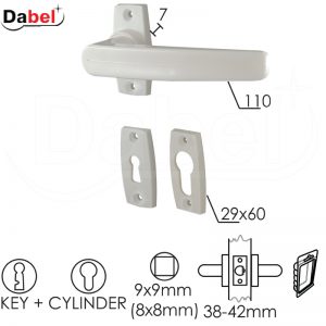 Kvaka rozeta za vrata PVC-EKO Bela 29x60/7/110/8/9mm  Klj+Cil DBP3
