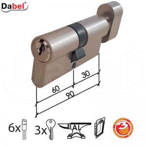 Cilindar sa dugmetom CL2036K Nikl 90mm(30D-60)  3K DBP1