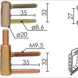 Šarka 3D uvrtna za vrata SP495 ZnŽ 20mm  120kg DP1
