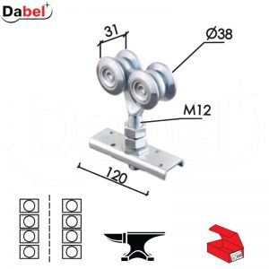 Točak viseći za kliznu kapiju TKS ZnB fi38/M12/120x31mm  4 ležaja DBP2