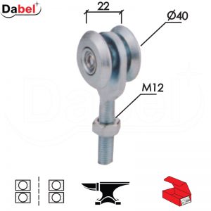 Točak viseći za kliznu kapiju TKM ZnB fi40/M12/110x33mm  2 ležaja DBP1