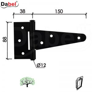 Šarka brodska za vrata SP5 Crna 175x88x38/fi12mm   DBP2