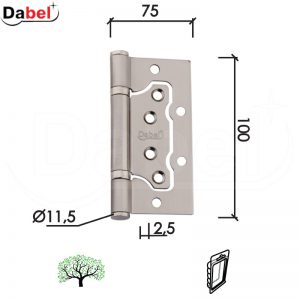 Šarka brodska za vrata SP9009 B-Ni x100x75x2,5mm/fi11,5 (2kom) Mali falc DBP2