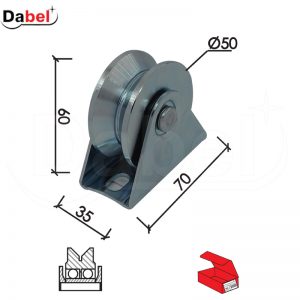Točak za kliznu kapiju T1005 ZnB fi 50Yx60/70x35mm  2 ležaja DBP1