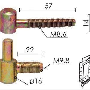 Šarka uvrtna za vrata SP031 ZnŽ 16mm   DP1