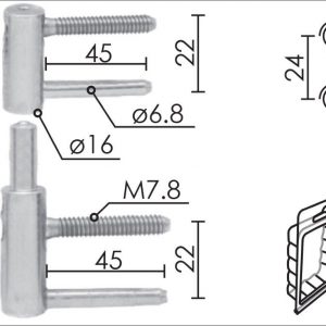 Šarka 3D uvrtna za vrata SP495 ZnB 16mm  100kg DP1