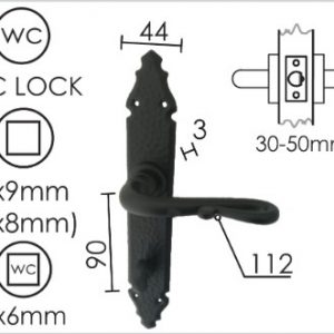 Kvaka šild za vrata MILICA Crna 8x8-6x6/90mm  WC 6x6mm Q