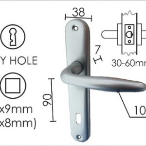 Kvaka šild za vrata ROISI-S Mat-Hr 8x8/90mm  .Klj Q