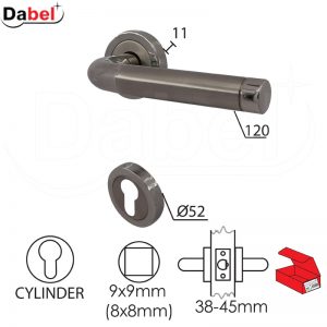 Kvaka rozeta za vrata BEOGRAD Inox/PInox fi52/11/120/8/9mm  Cil DBP3