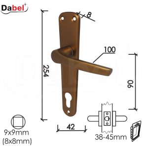 Kvaka šild za vrata DOLČE-S F4 90/42/205/8/100/9 Cil DBP2