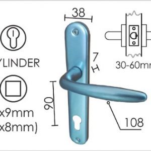 Kvaka šild za vrata ROISI-S Mat-Hr 8x8/90mm  Cil Q
