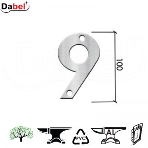 Kućni broj ARIEL-9 Inox 100mm  montaža vijak DBP1