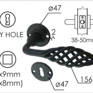 Kvaka rozeta za vrata TANJA Cm fi48/10/156/8/9mm  .Klj DBP3