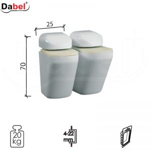 Nosač za staklenu policu MINI Bela 25/70/4-22mm (2kom) 20kg DBP1