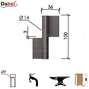 Šarka bravarska za vrata SP8 Ne x100x36x3mm Desna DP1