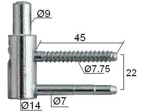 Šarka 3D uvrtna za vrata SP495 ZnB 14mm   DP1