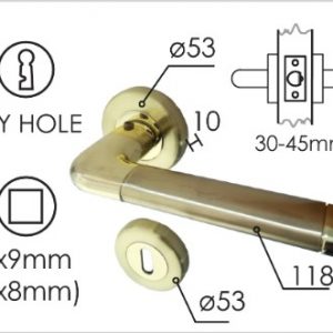 Kvaka rozeta za vrata SOMBOR Ms/Mat-Ms fi54/10/118/8/9mm  .Klj DBP3
