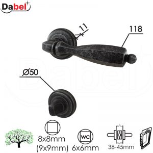 Kvaka rozeta za vrata BOR Ac fi50/11/118/8/9mm  WC 6x6mm Q