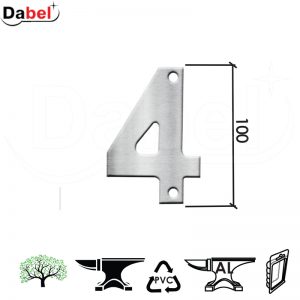 Kućni broj ARIEL-4 Inox 100mm montaža vijak DBP1