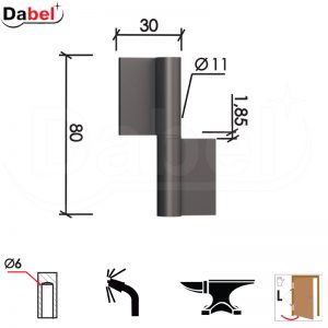 Šarka bravarska za vrata SP8 Ne 80x30x1,85mm (2kom) Leva DBP1