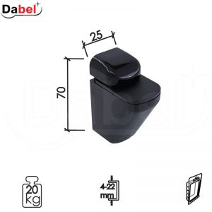Nosač za staklenu policu MINI Crna 4-22mm (2kom) 20kg DBP1