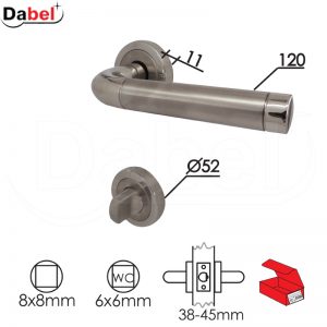 Kvaka rozeta za vrata BEOGRAD Inox/PInox fi52/11/120/8/9mm  WC 6x6mm Q