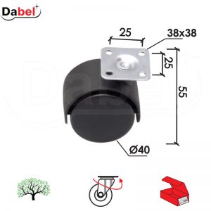 Točkić rotirajući T4101 Crna fi40x55/38x38/25x25mm OPD