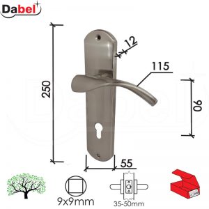 Kvaka šild za vrata GUČA B-Ni 8x8/90mm  Cil Q