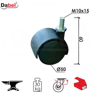 Točkić rotirajući T4103 Crna fi50x60/M10x15mm OPD