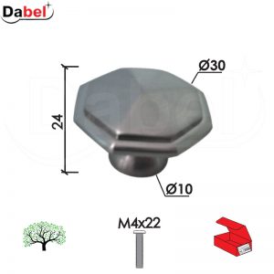 Dugme za nameštaj D62 B-Ni fi30x24/fi10mm (2kom) M4x22mm DBP1