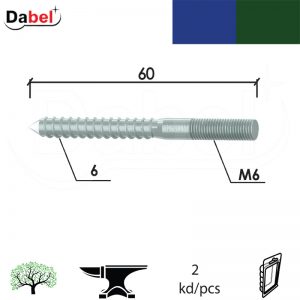 Vijak drvo metal HANGAR DM ZnB M6x60/6mm (2kom)  XPD