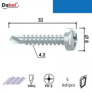 Vijak za lim VL3 ZnB 4,2x32/8mm (5kom) DIN7504N DBP4