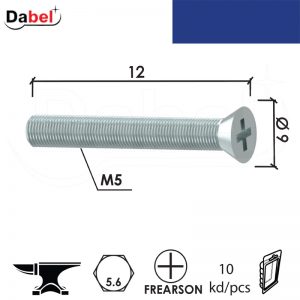 Vijak mašinski VM5 ZnB M5x12/9mm (10kom) DIN 5.6 Q