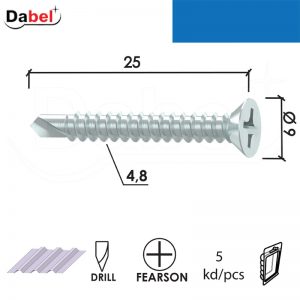 Vijak za lim VL2 ZnB 4,8x25/9mm (5kom) DIN7504P DBP4