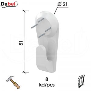 Vešalica za zid ukucavajuća VE4 Bela 51x21mm (8kom)  DBP1