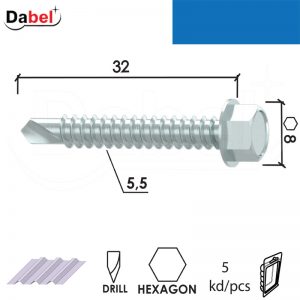 Vijak za lim VL1 ZnB 5,5x32/8mm (5kom) OK8 DBP4