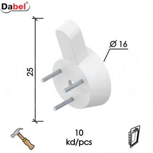 Vešalica za zid ukucavajuća VE2 Bela 25x16mm (10kom)  DBP1