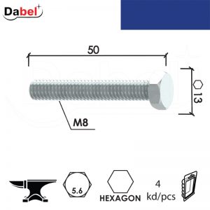 Vijak mašinski VM4 ZnB M8x50/13mm (4kom) DIN 5.6 Q