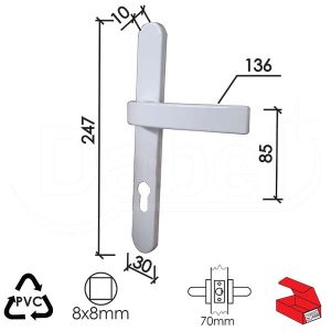 Kvaka šild za alu vrata TARA-S RAL9016Be 85/30x247x10/136/66/216/8mm