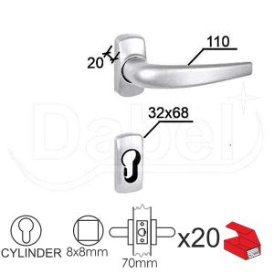 Kvaka rozeta za alu vrata AL2 RAL9016Be 32/68/20/110/8mm 70mm OPD
